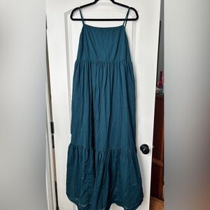 Abercrombie & Fitch Teal maxi dress with low back and spagetti straps